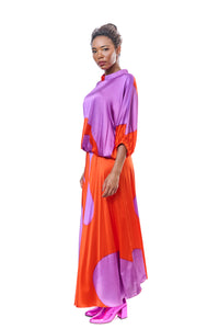 Skirt Long Graphic Pure Silk
