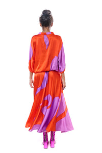 Skirt Long Graphic Pure Silk
