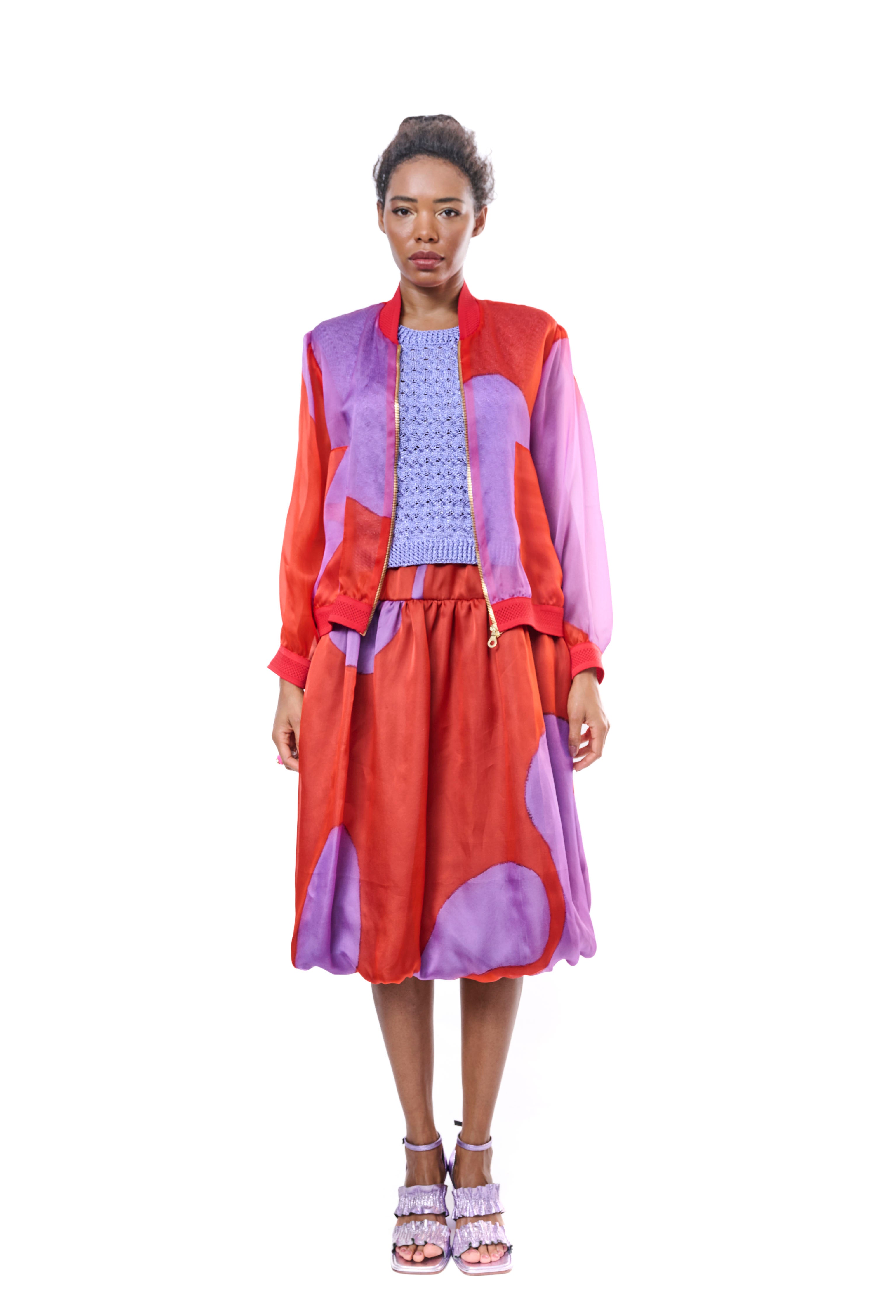 Bomber Jacket Graphic Pure Silk