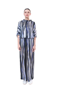 Pants Stripes Flowing Silk
