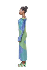 Dress Graphic Lurex Off Shoulder