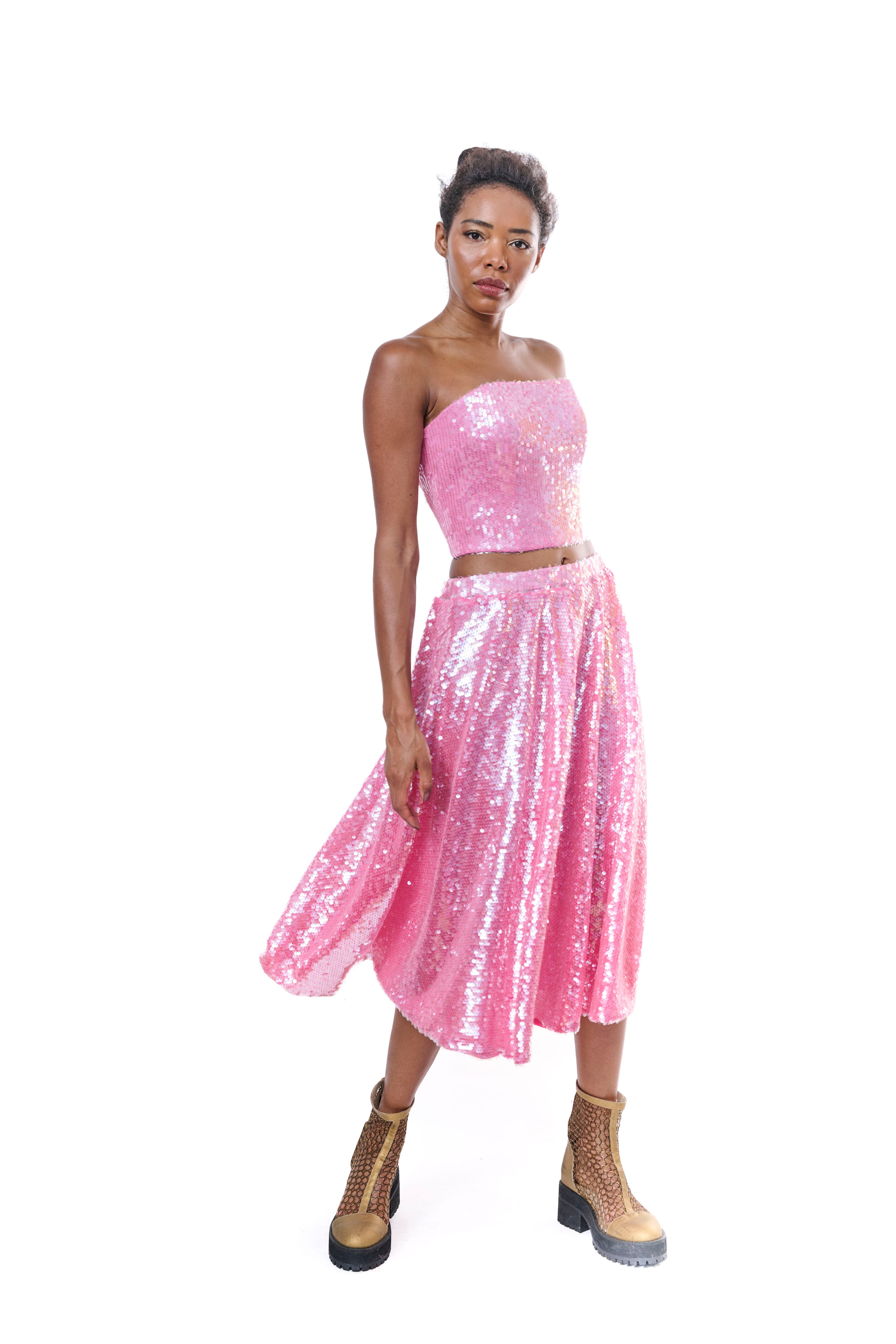 Top Bandeau Sequins Pink