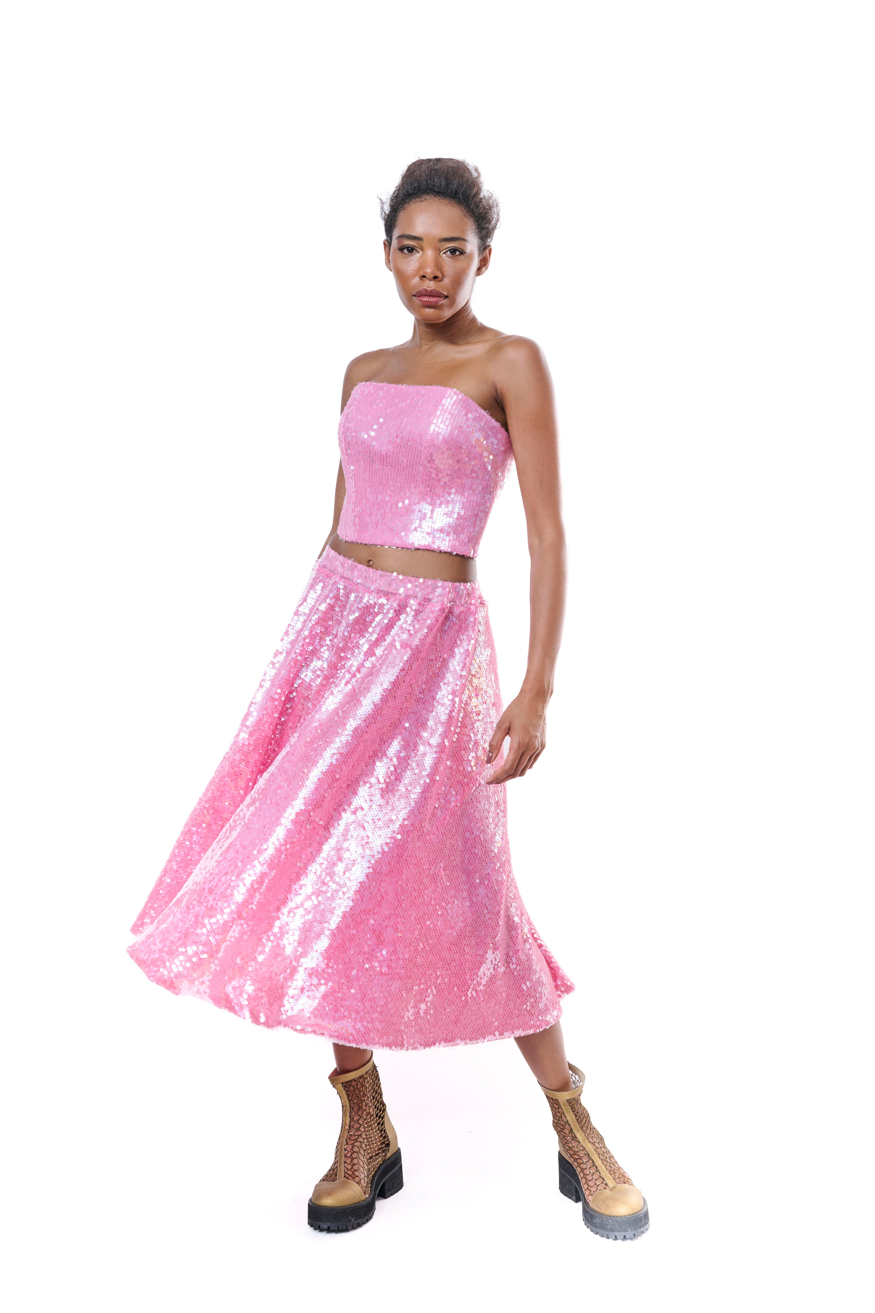 Top Bandeau Sequins Pink