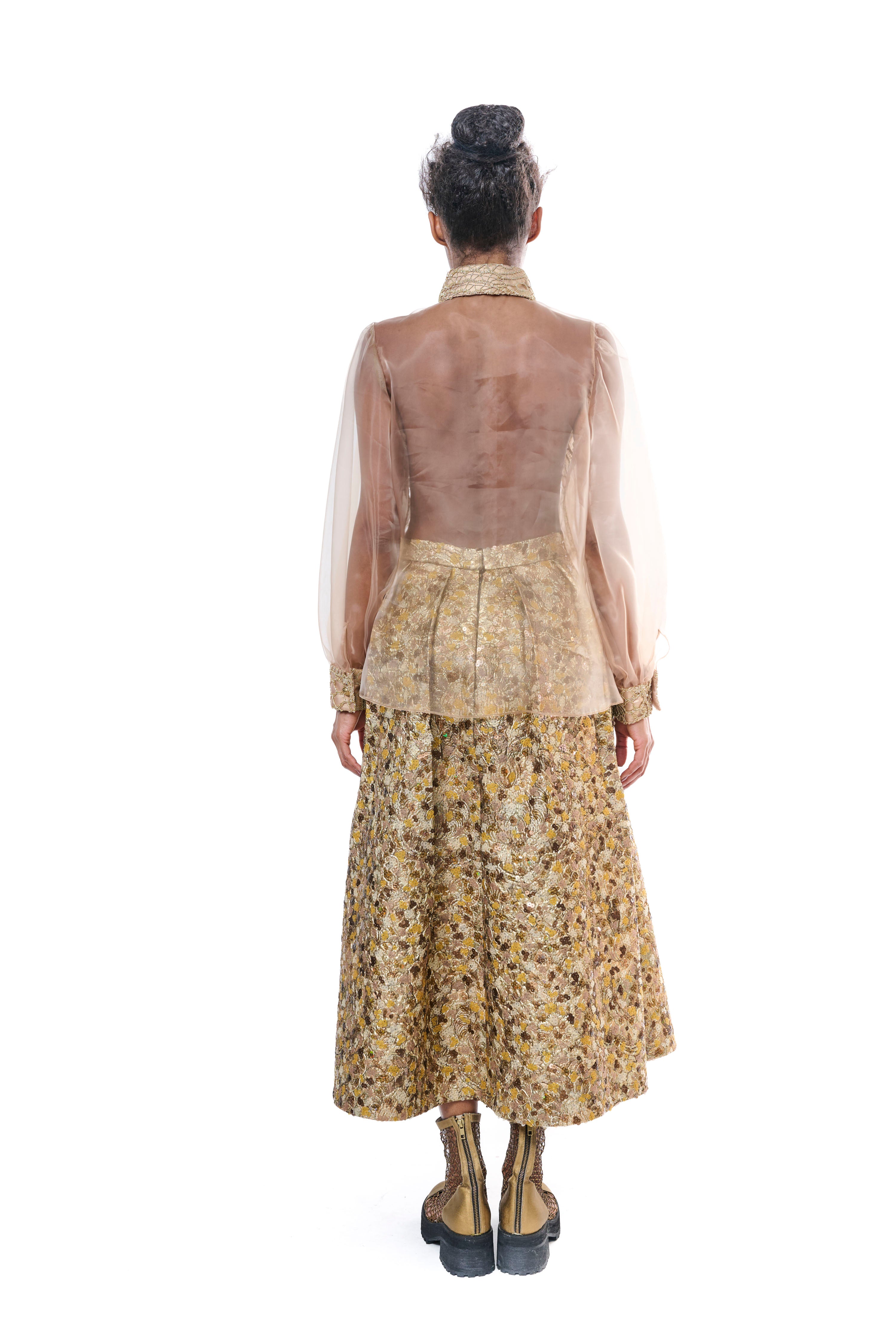 Blouse Gold Transparent Embroidey