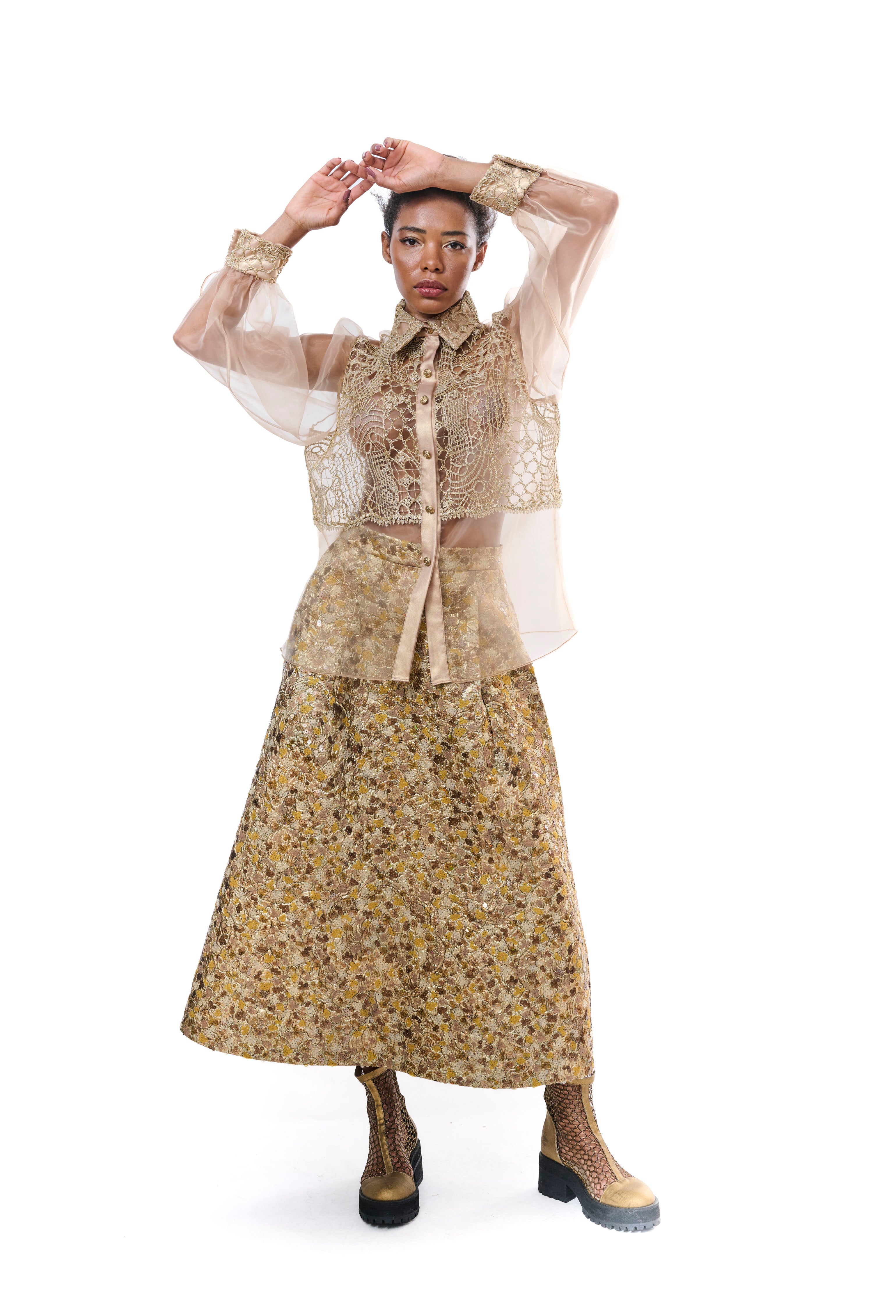 Skirt Embroidery Sequins Gold Unique