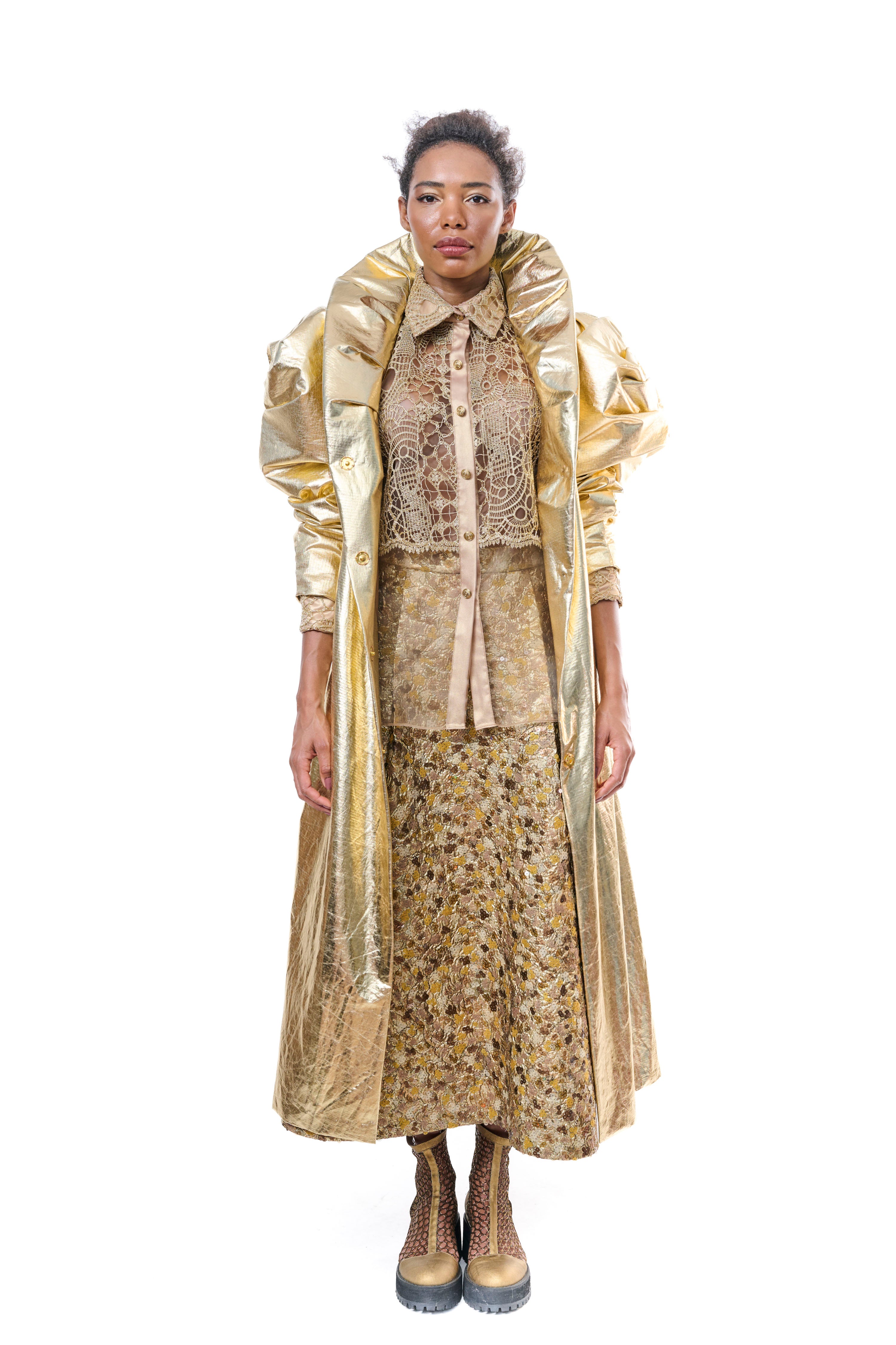 Coat Gold High Collar