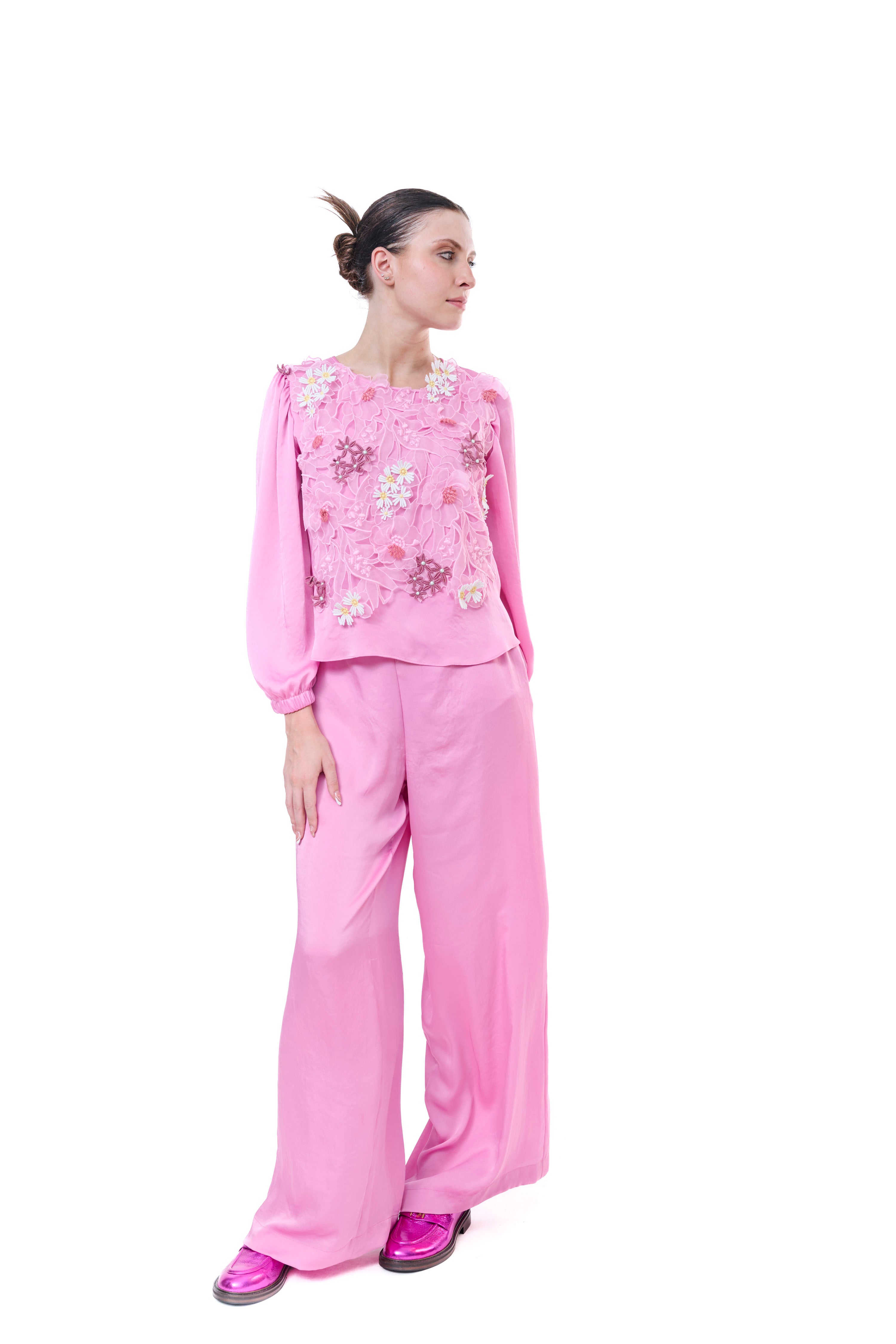 Pants Pink Flowing Silk