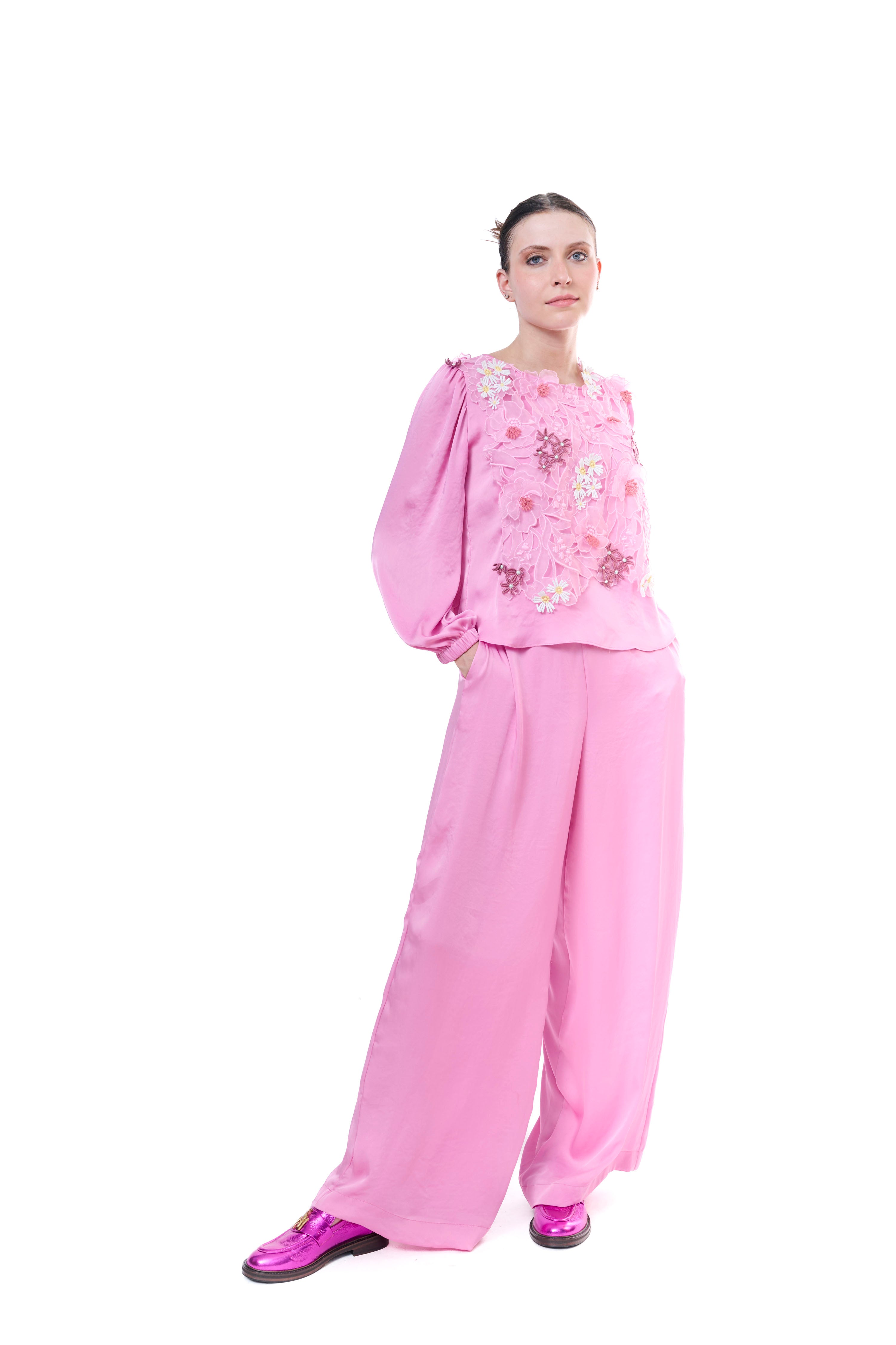 Pants Pink Flowing Silk
