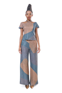 Pants Wide Leg Grapfic Printed Lurex