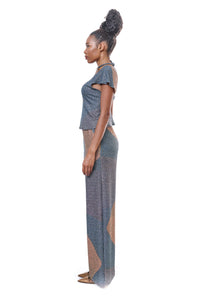 Pants Wide Leg Grapfic Printed Lurex