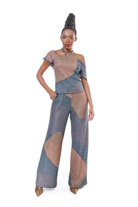 Pants Wide Leg Grapfic Printed Lurex