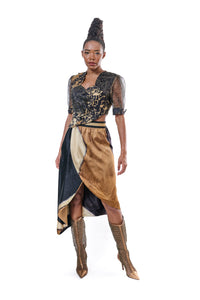 Top Embroidery Black Gold