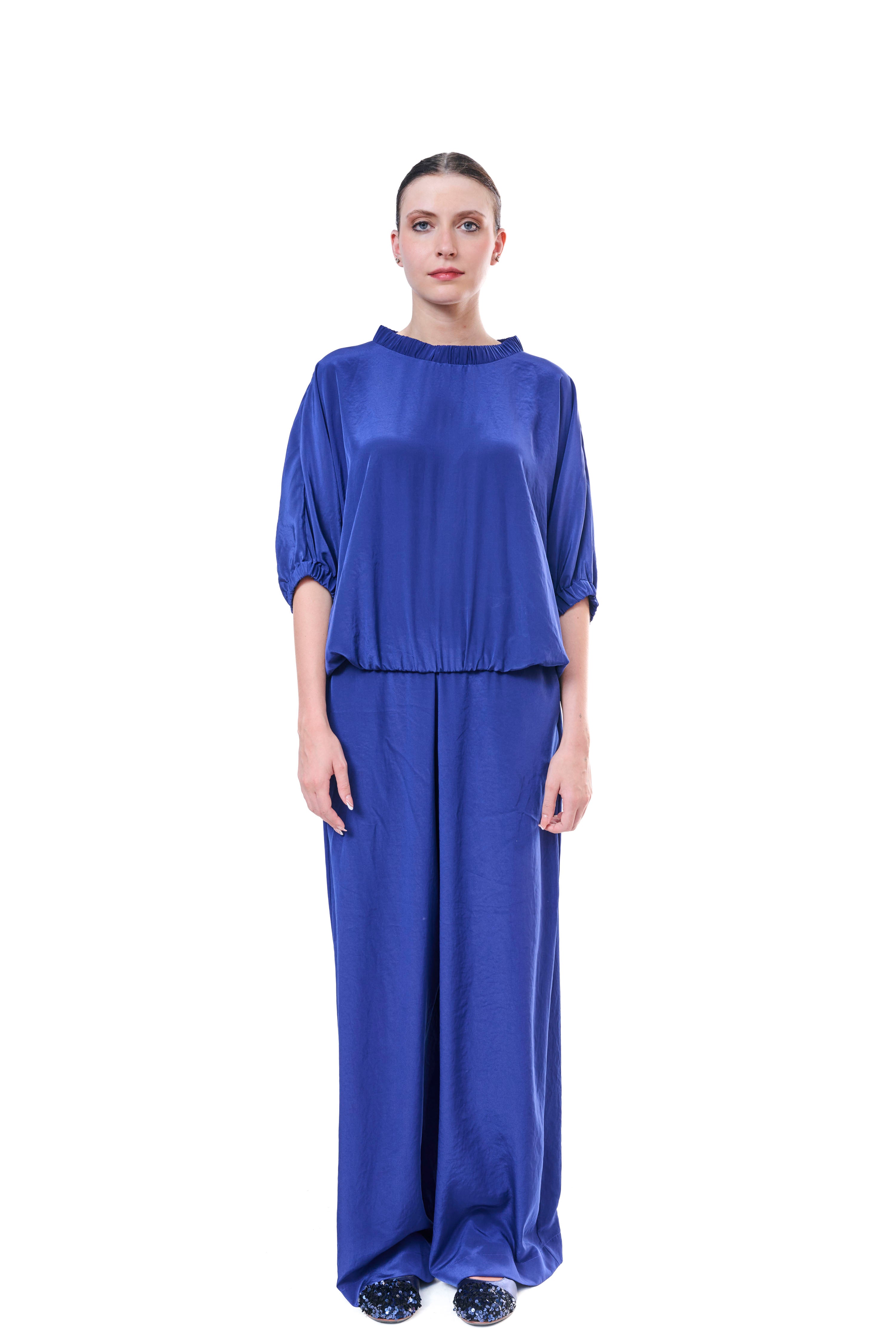 Pants Blue Flowing Silk