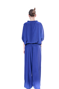 Pants Blue Flowing Silk
