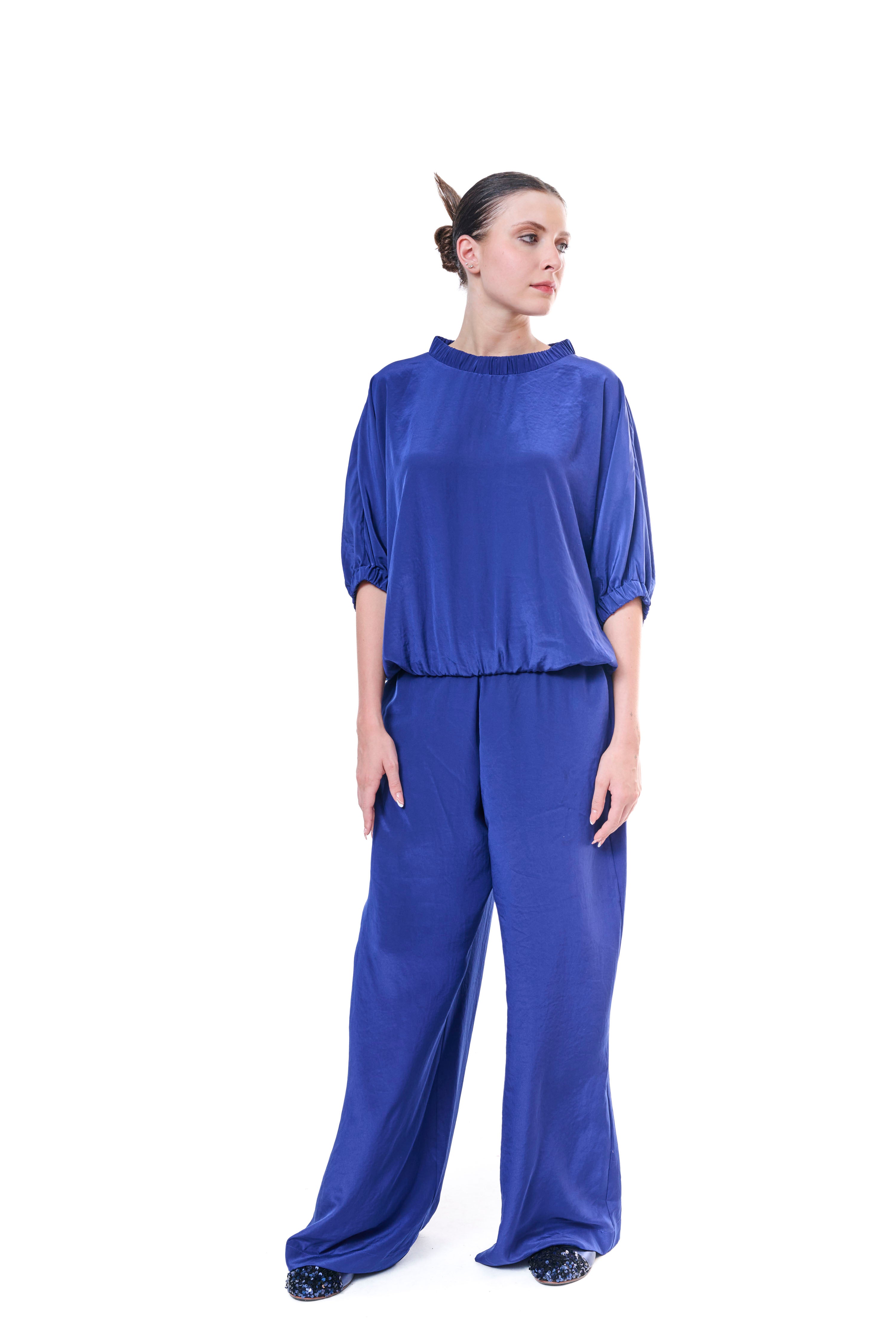 Top Blue Flowing Silk