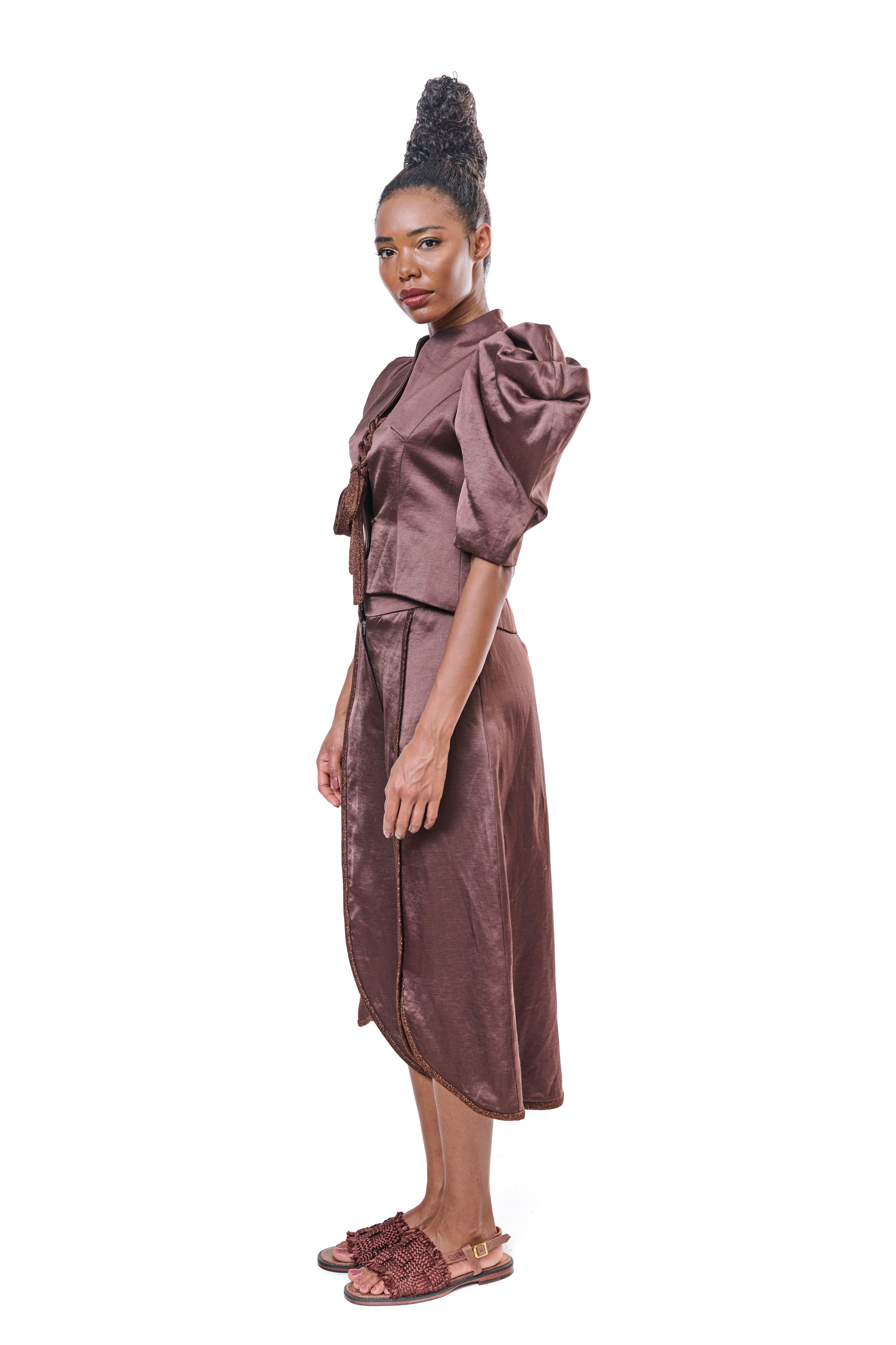 Pants Cropped Bronze Pure Silk