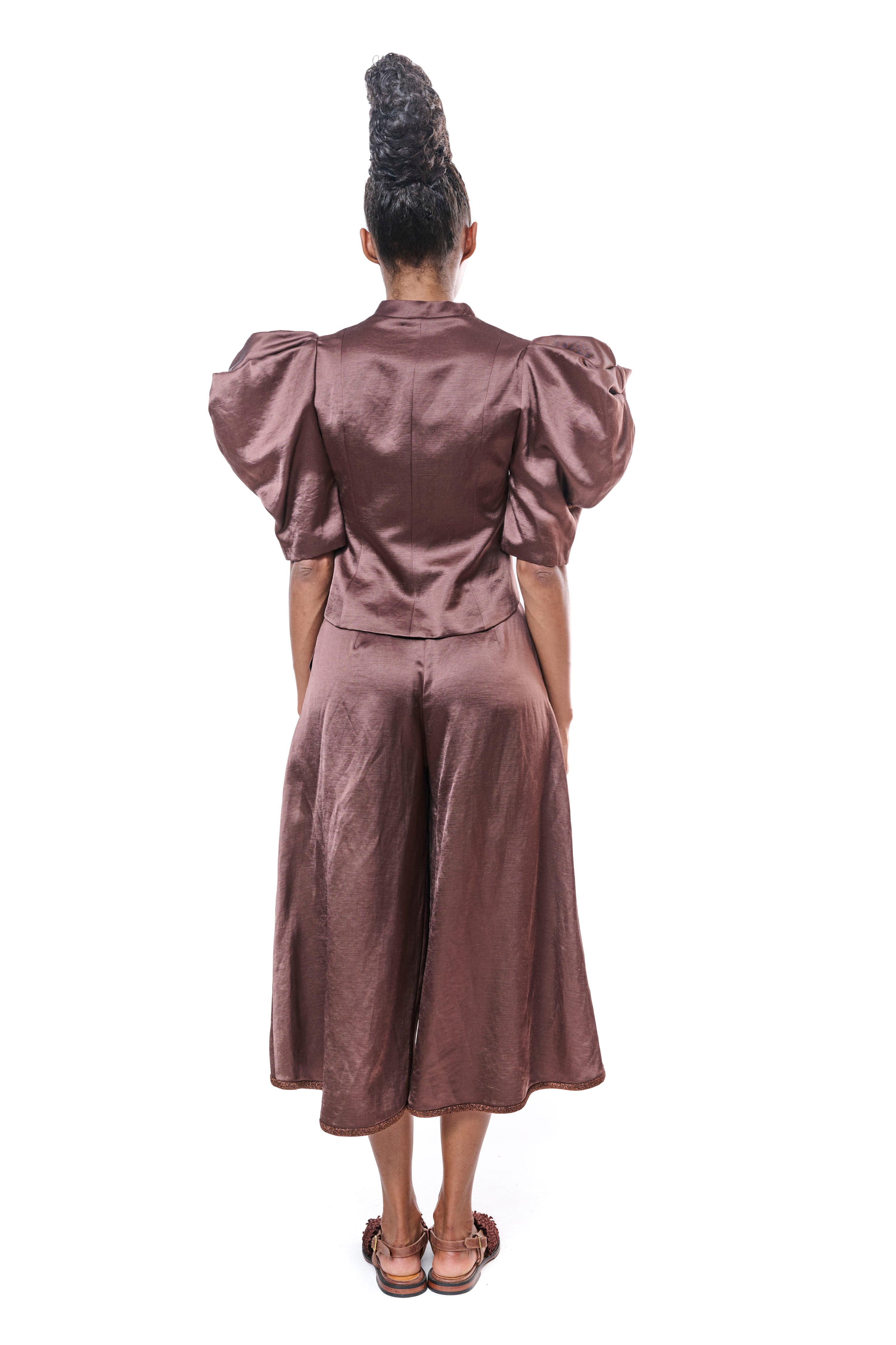 Pants Cropped Bronze Pure Silk