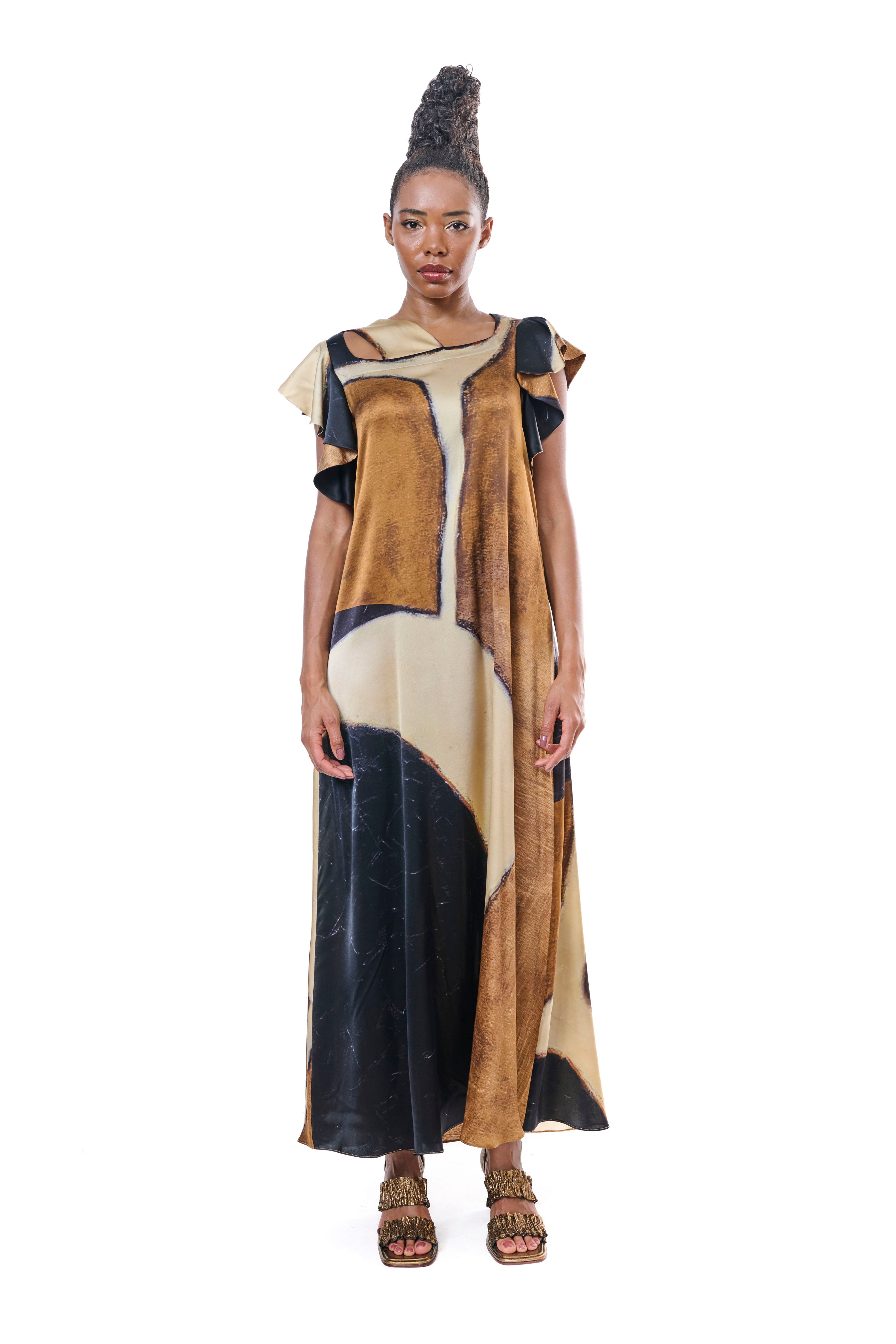 Dress Graphic Pure Silk Gold