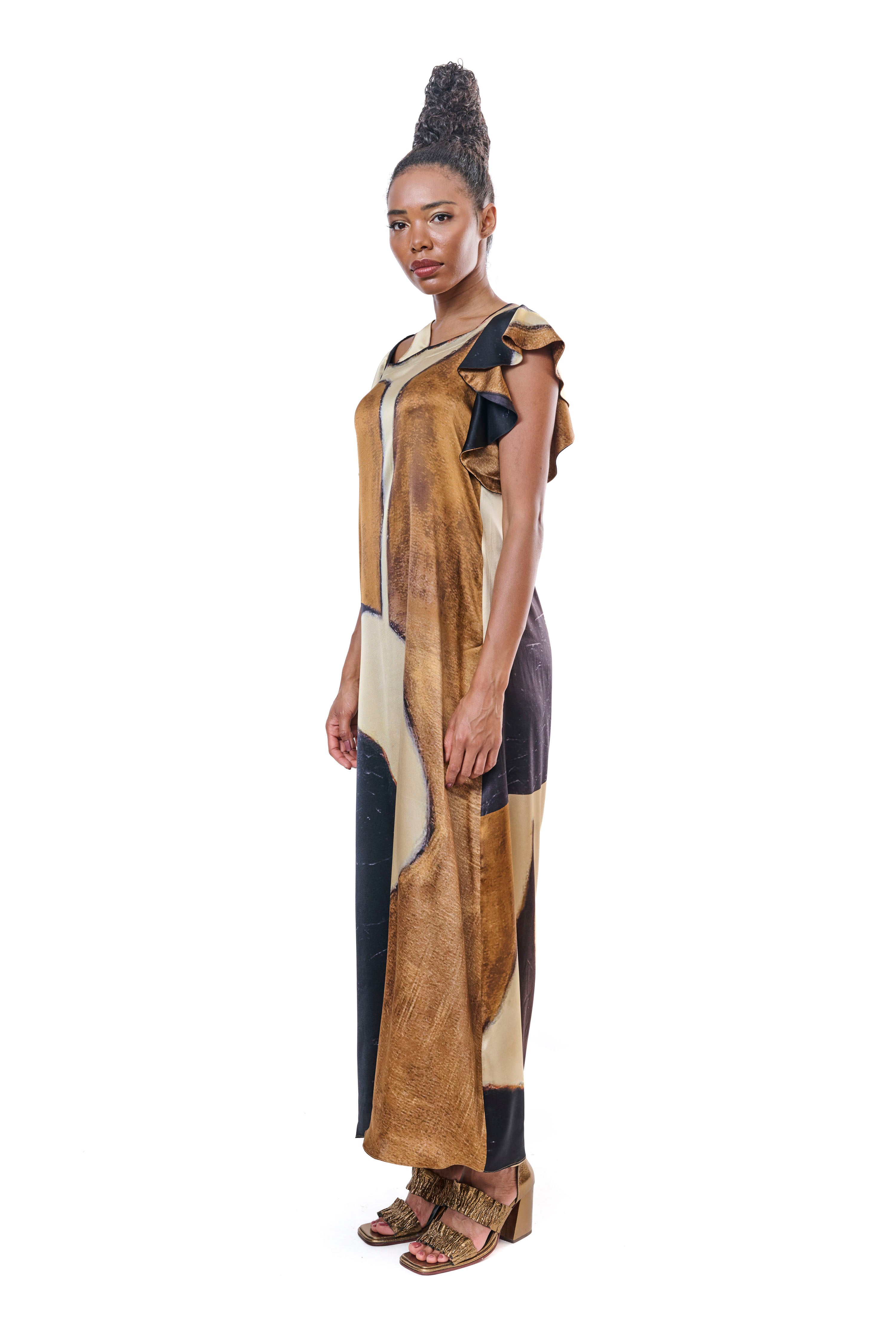 Dress Graphic Pure Silk Gold