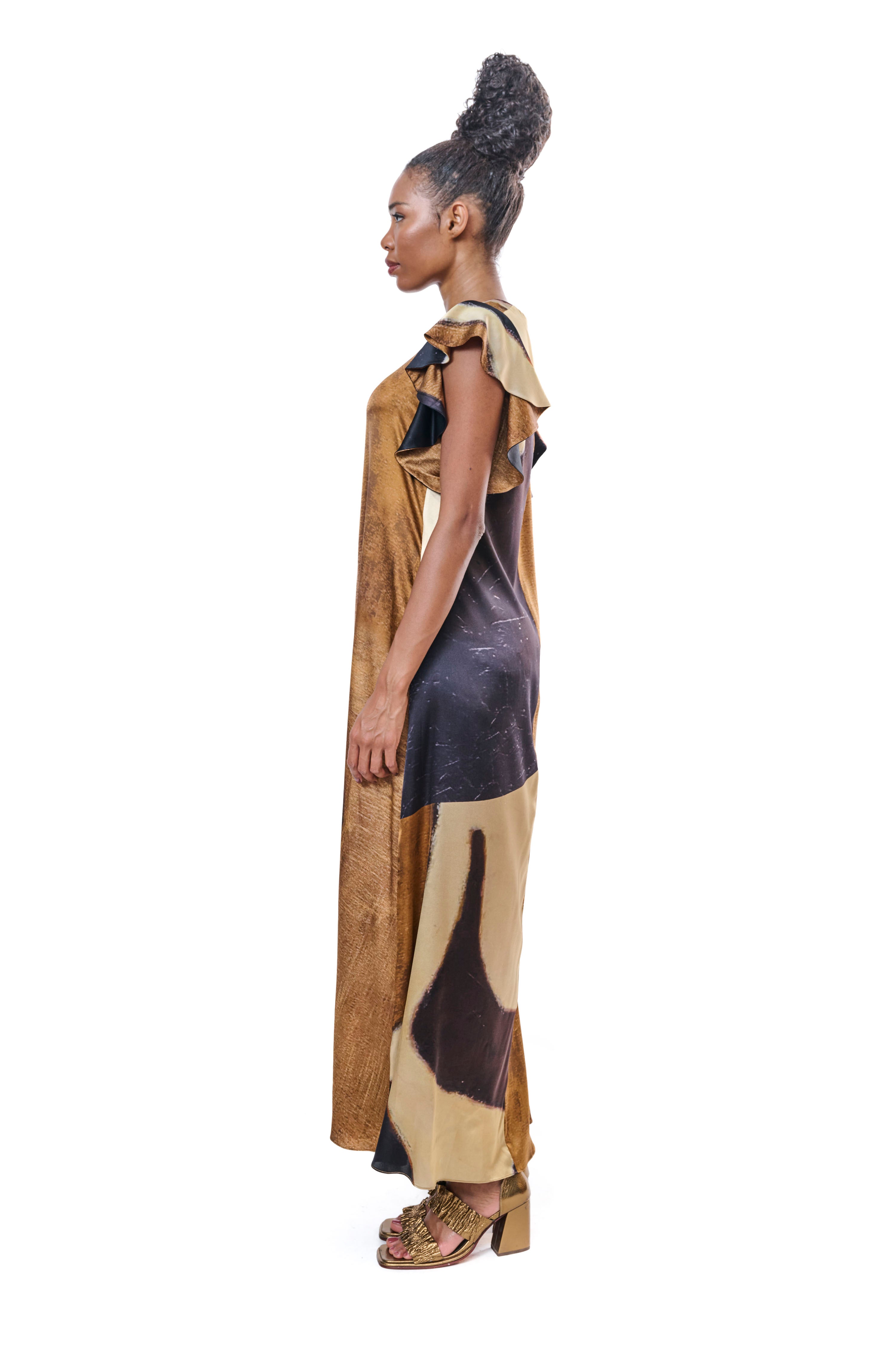 Dress Graphic Pure Silk Gold