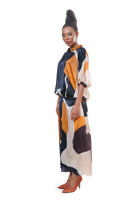 Skirt Graphic Print Flowing Silk
