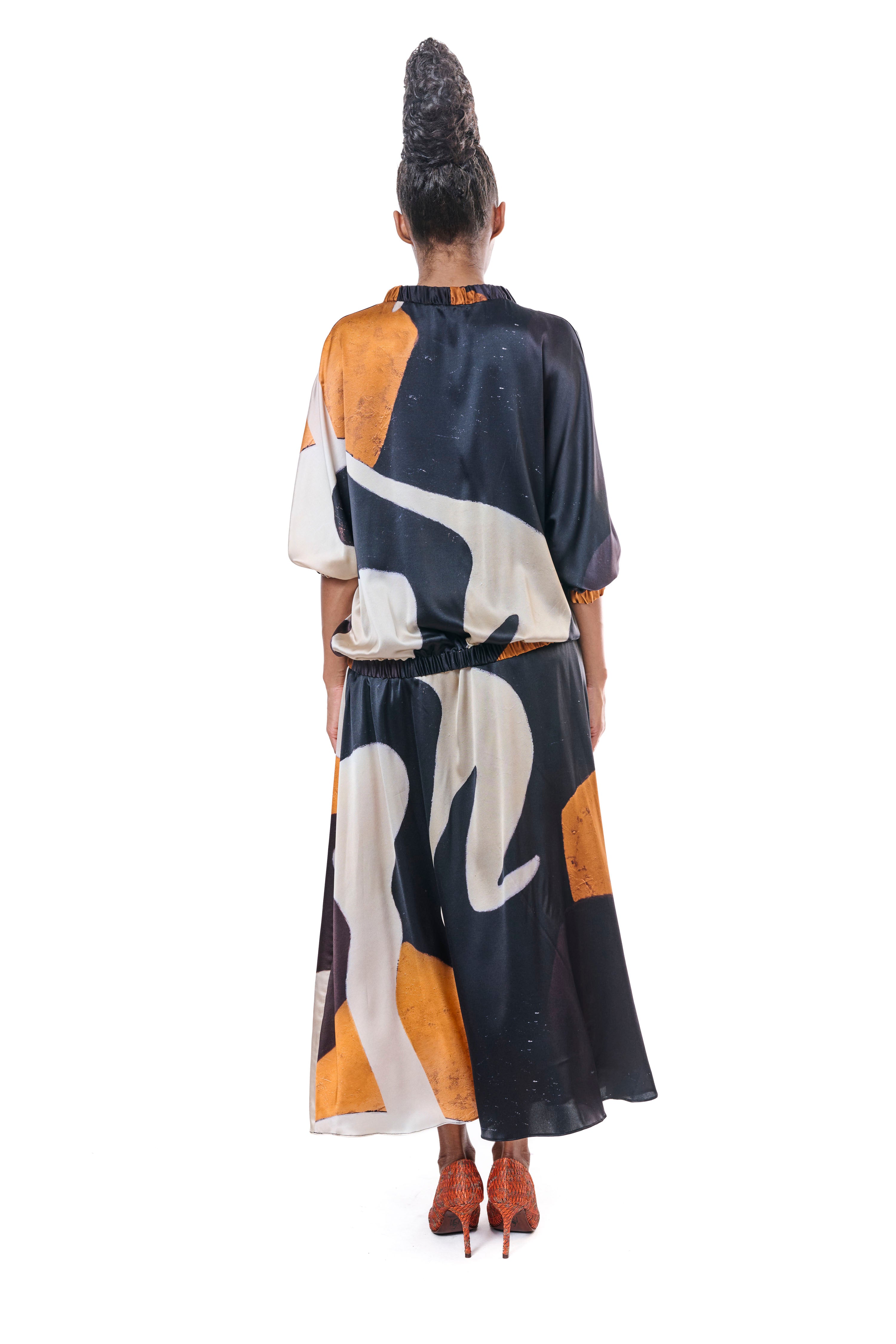 Blouse Graphic Print Flowing Silk