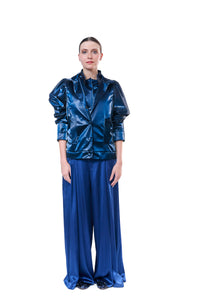 Wide Leg Pants Metallic Blue