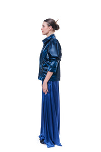 Wide Leg Pants Metallic Blue