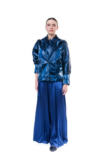 Wide Leg Pants Metallic Blue