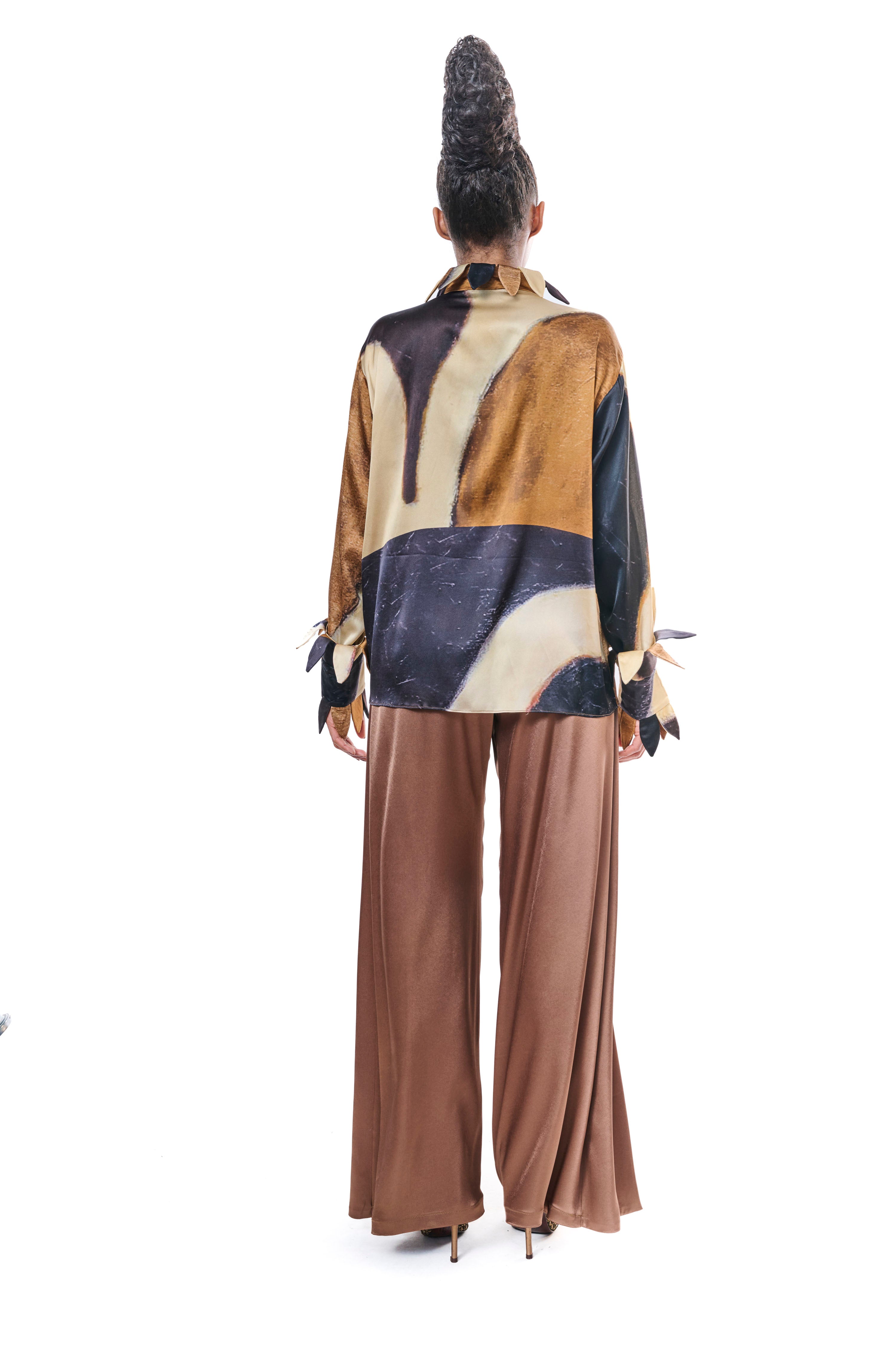 Blouse Graphic Pure Silk Gold