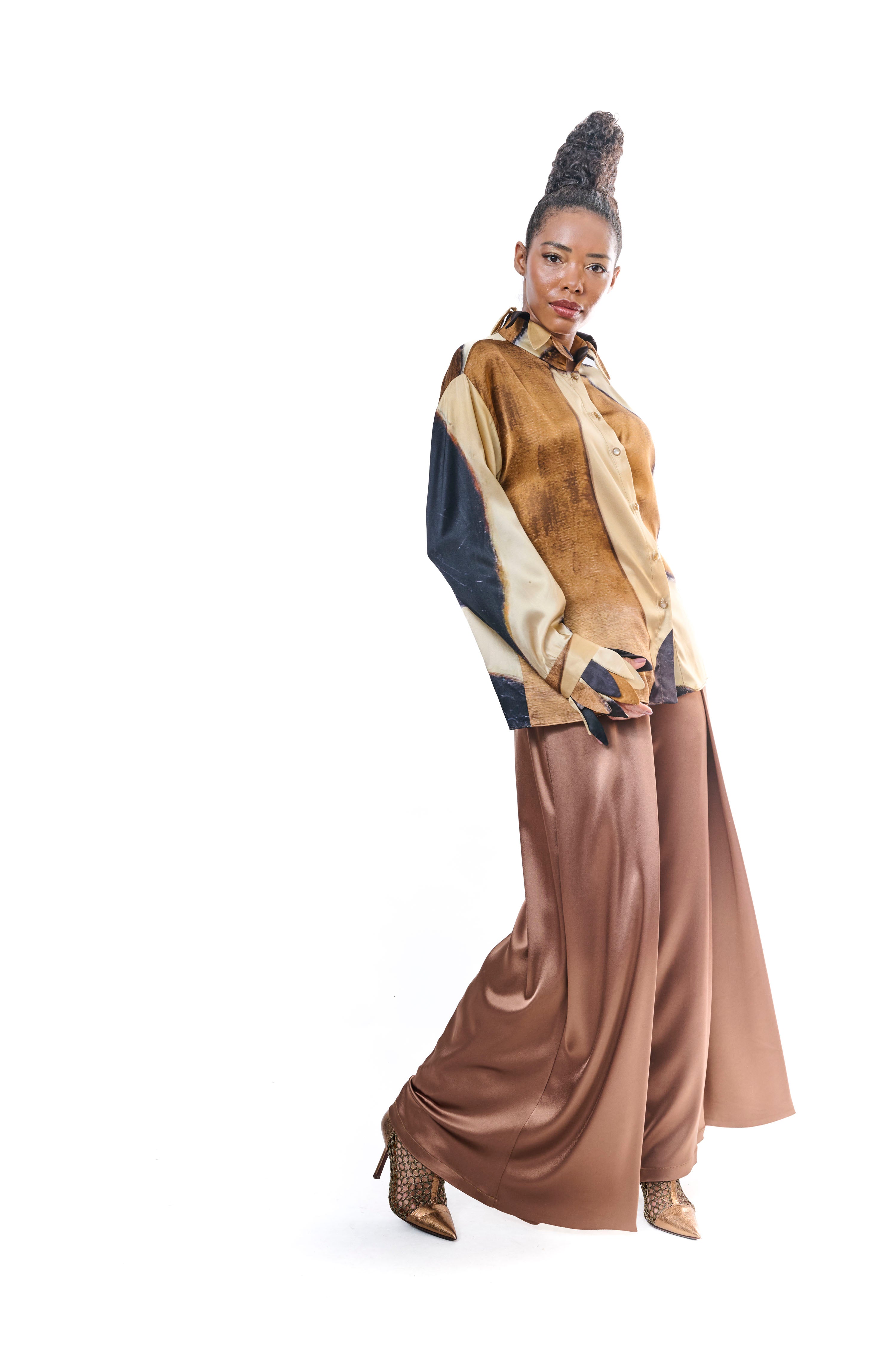 Blouse Graphic Pure Silk Gold