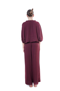 Pants Burgundy Flowing Silk