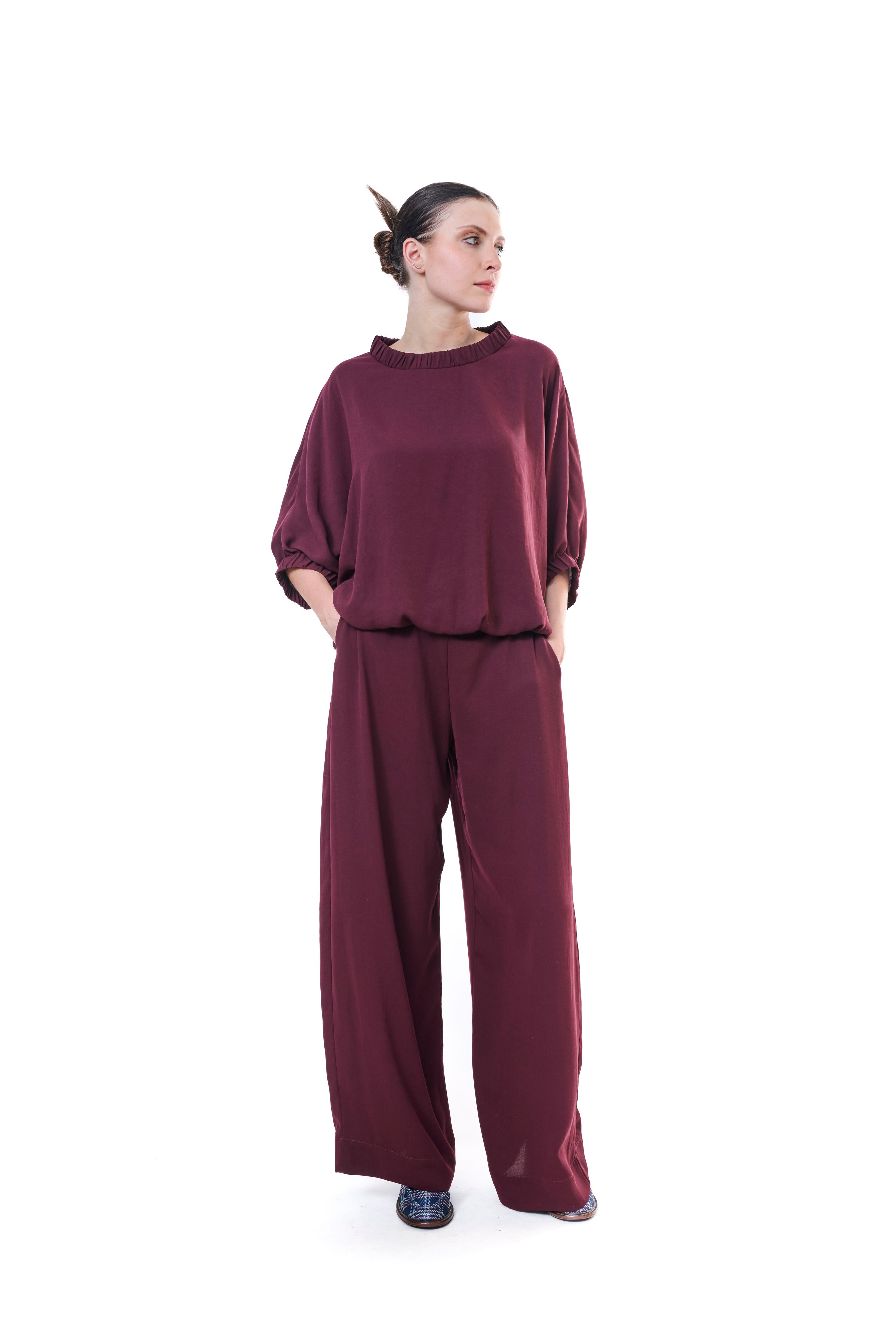 Top Burgundy Flowing Silk