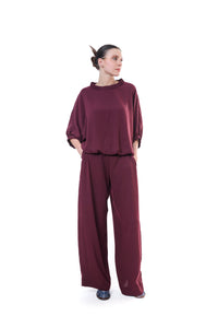 Pants Burgundy Flowing Silk
