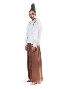 Pants Brown Wide Leg Silk