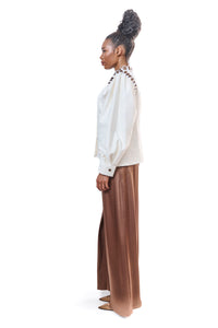 Pants Brown Wide Leg Silk