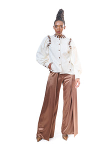 Pants Brown Wide Leg Silk
