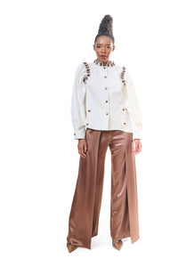 Pants Brown Wide Leg Silk
