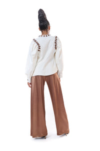 Pants Brown Wide Leg Silk