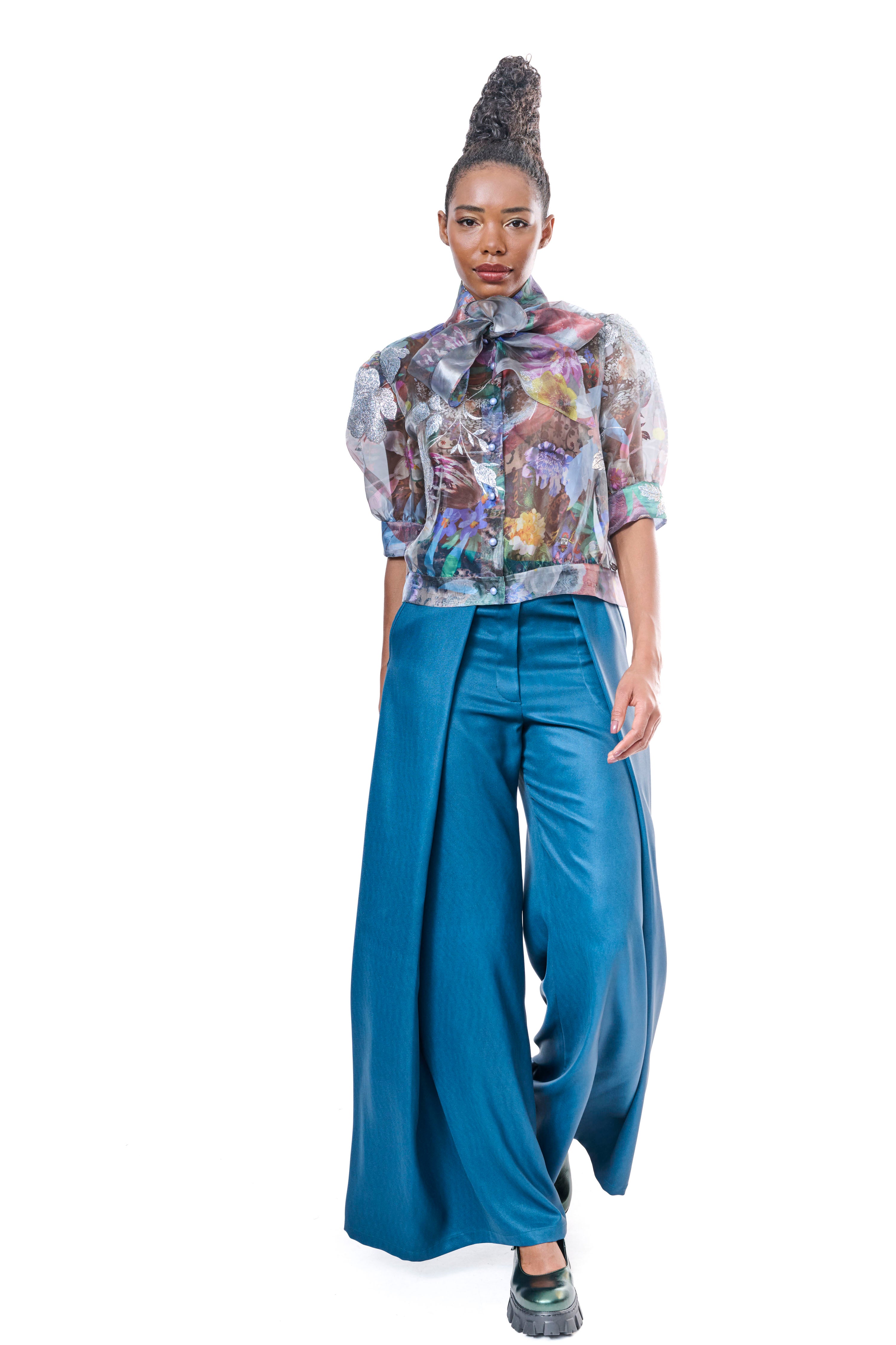 Pants Petrol Flowing Silk