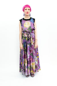 Silk dress with sequins Print "Purple Garden of Georgia"