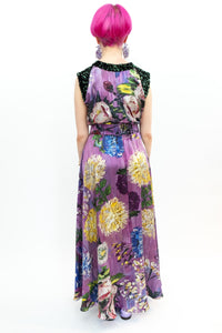 Silk dress with sequins Print "Purple Garden of Georgia"