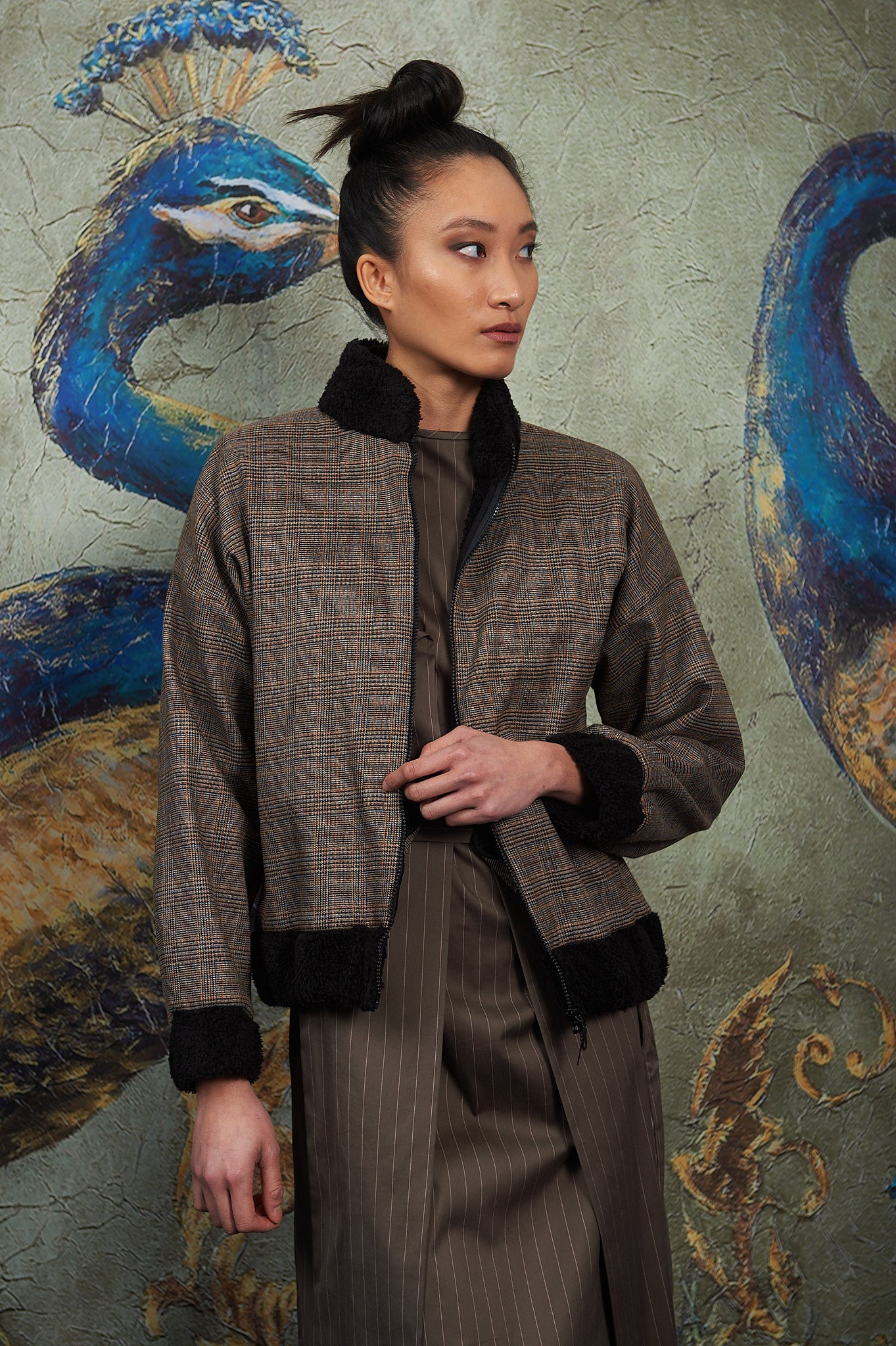 Karierte Jacke Braun