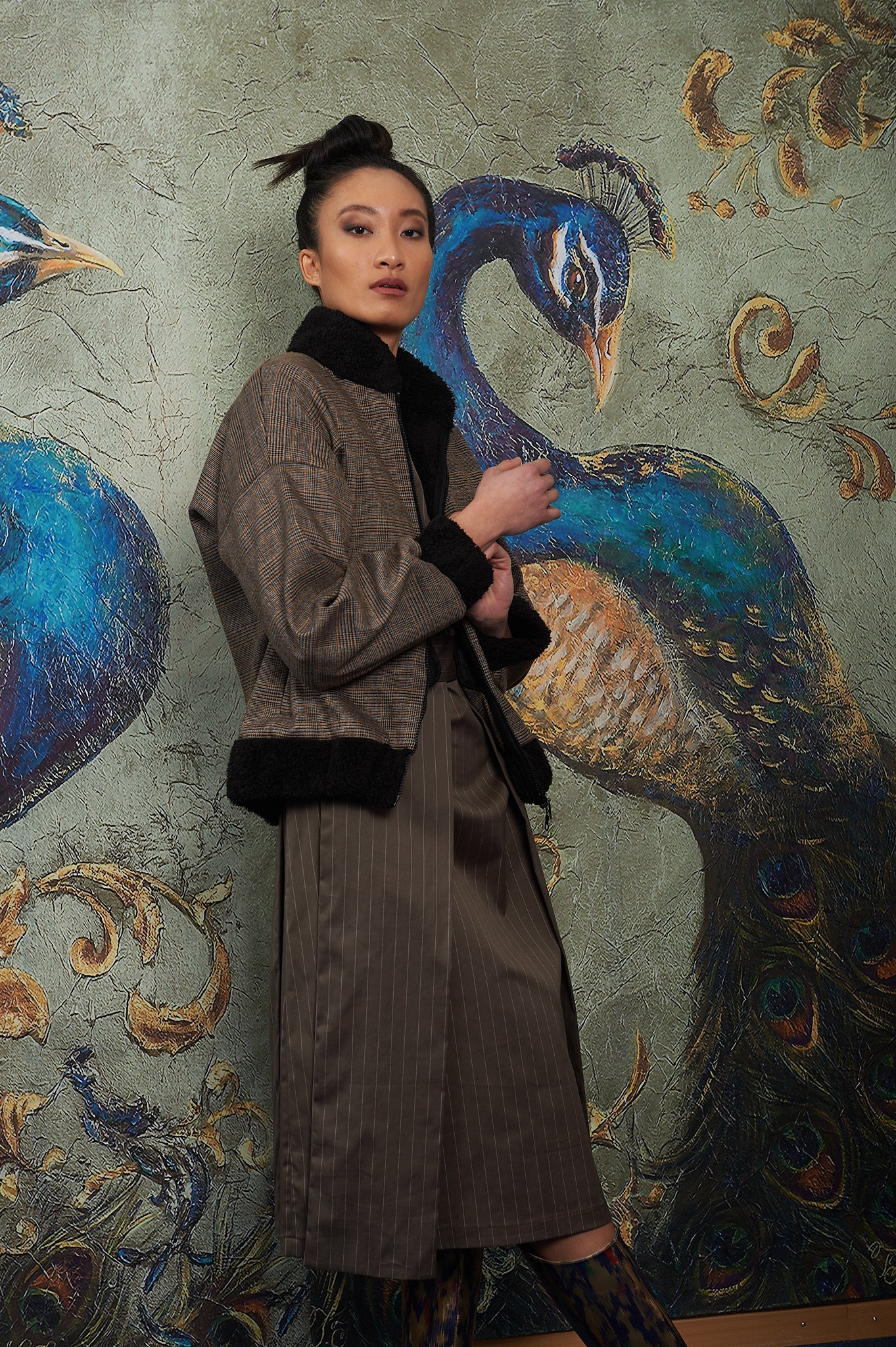 Karierte Jacke Braun