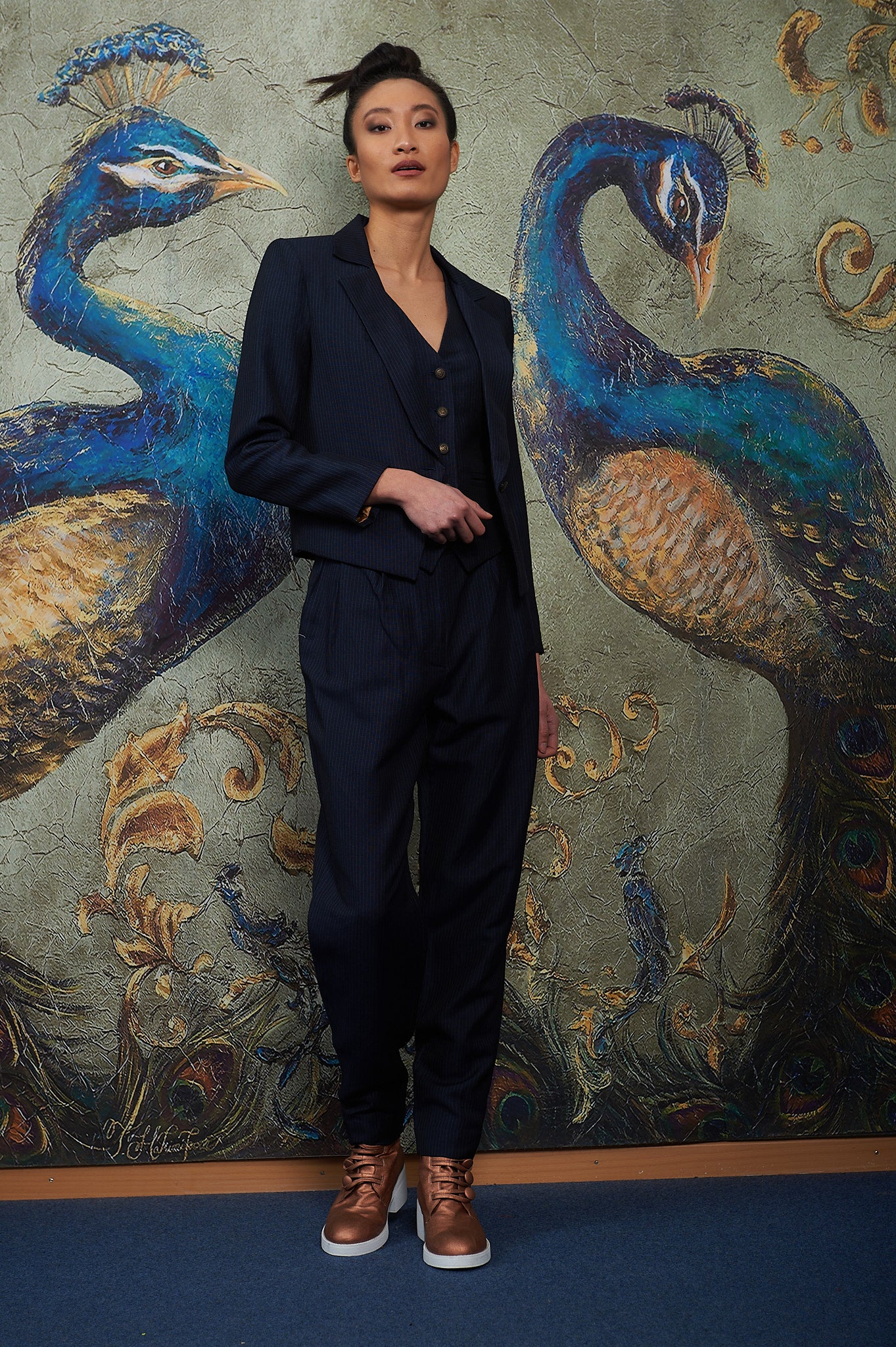 Set Blazer Pants Vest Dark Blue