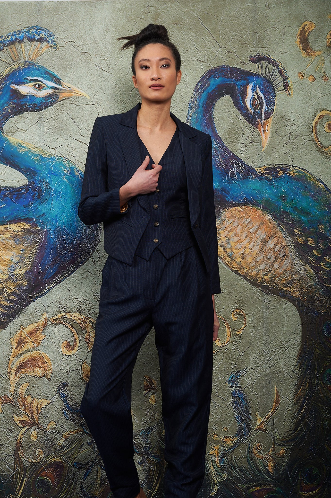 Set Blazer Pants Vest Dark Blue