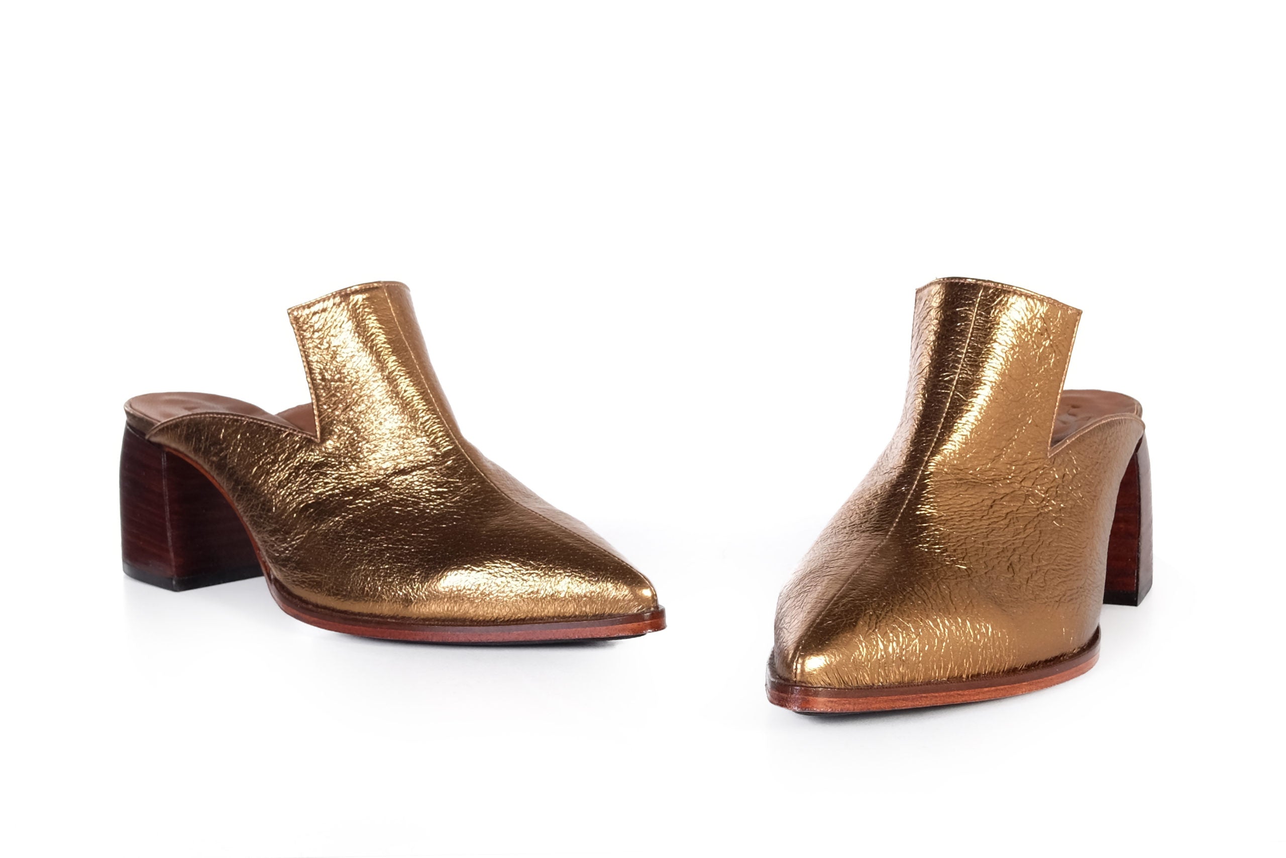 Handmade Mules Gold