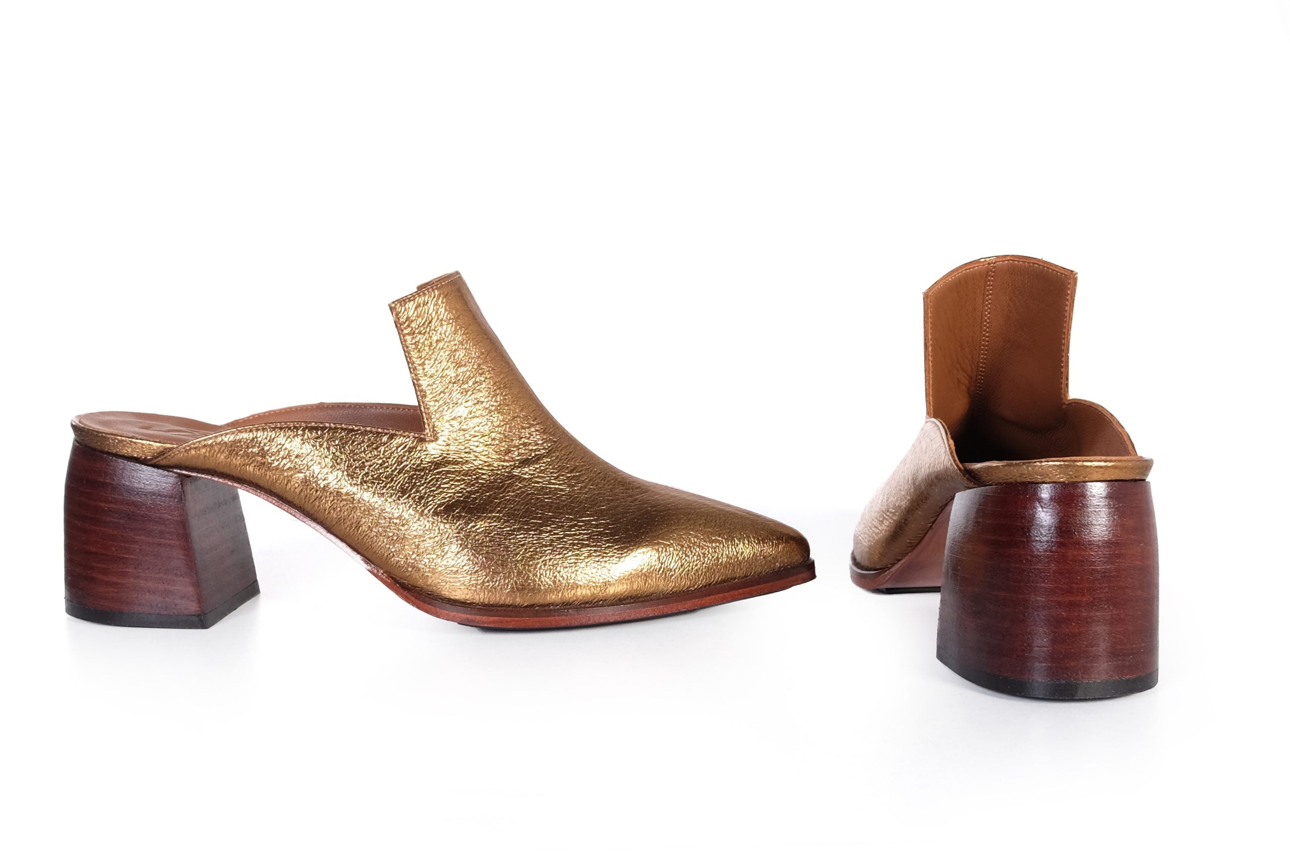 Handmade Mules Gold