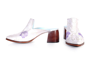 Handmade Schuhe weiss - lila