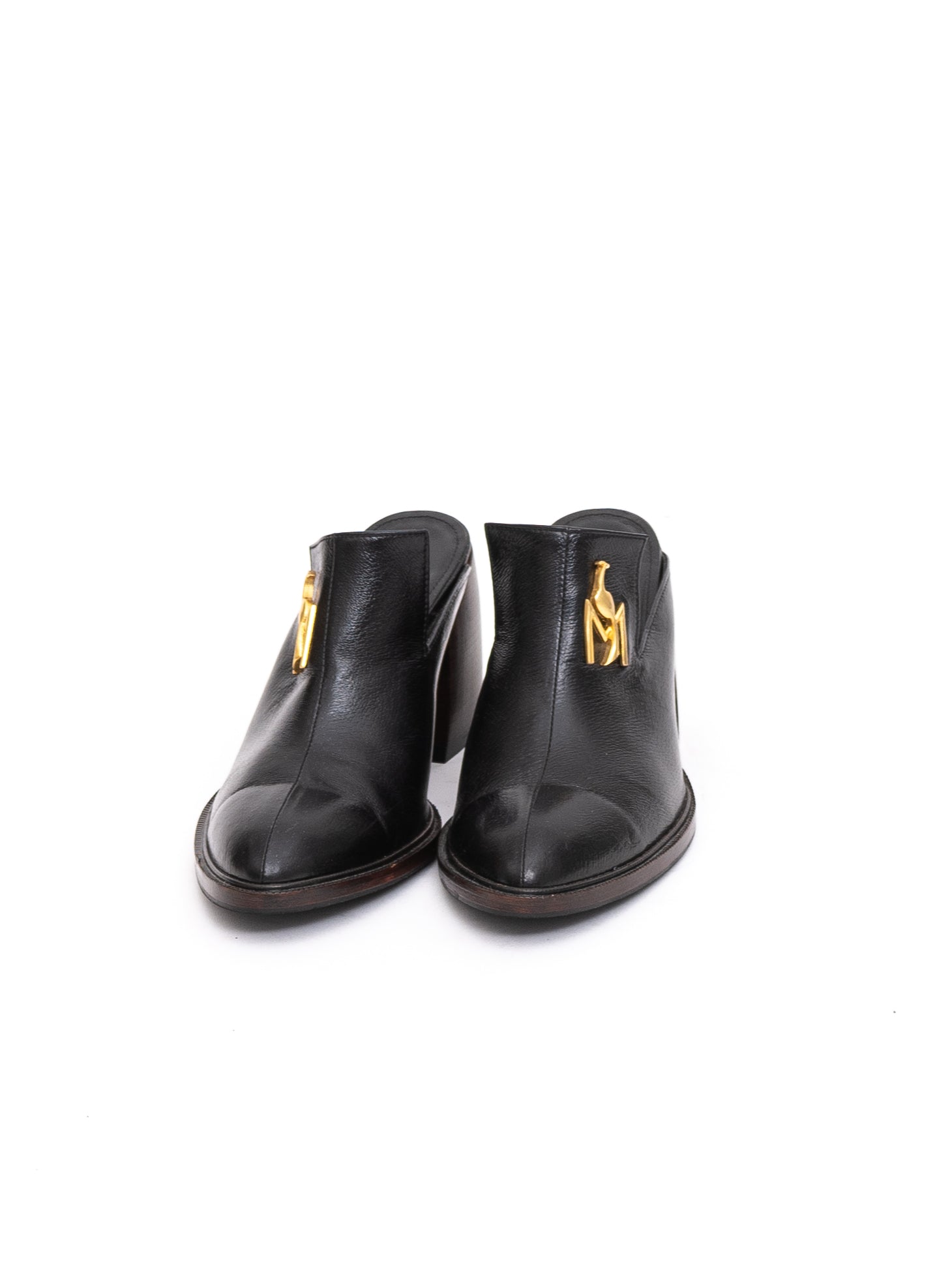 Handmade Mules Black with Logo